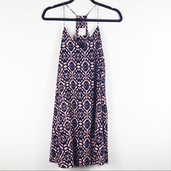 NYMPHE Dresses & Skirts - Nymphe V-Neck Mini Dress | Navy Blue & Pink | Size Small
